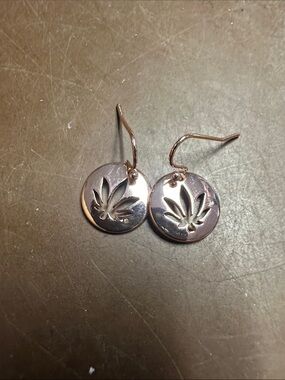 Polished Silver Floral Cutout Disc Hook Earrings